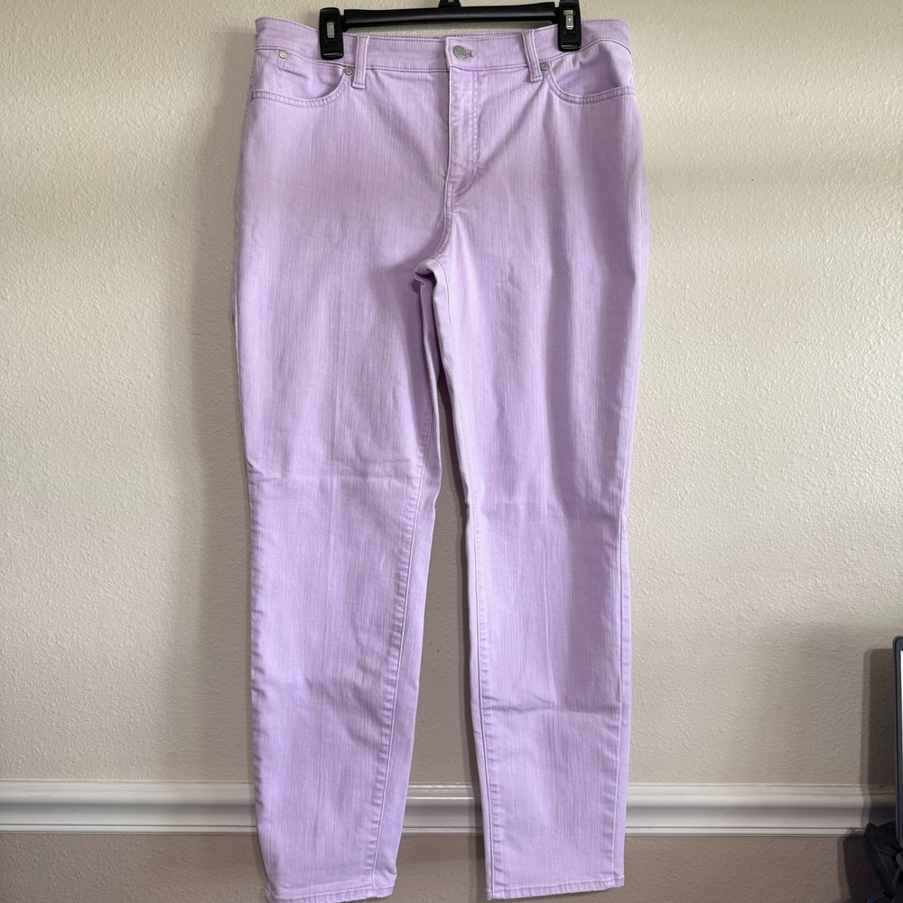 Talbots Slim Ankle Jeans Women's 12 Light Purple Denim Mid Rise Stretch‎ Zip Fly